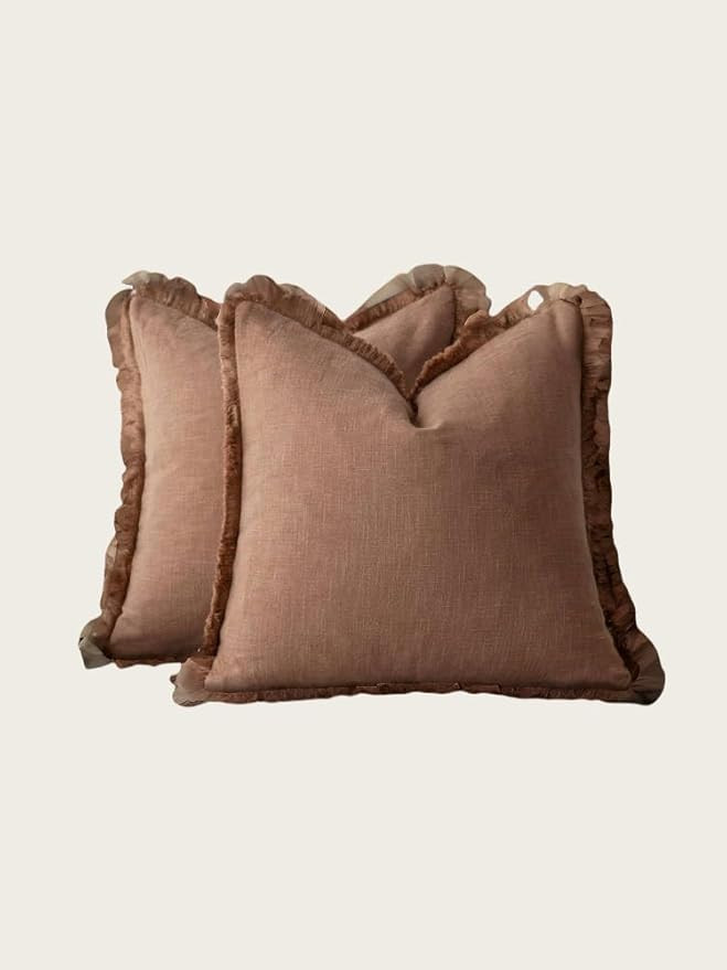 17.7x17.7 Inch Pillow Cover Cozy Bohemian Farmhouse Cushion Cover Soft Decorative Pillow Cover wi... | Amazon (US)