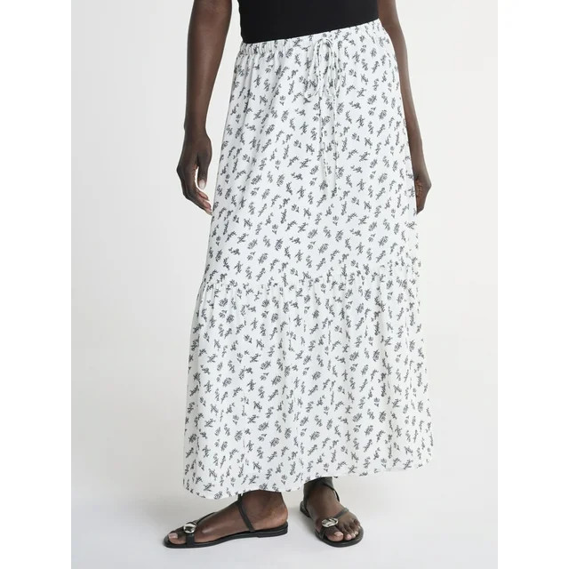 Scoop Women’s and Women’s Plus Tiered Maxi Skirt with Tie Waist, Sizes XS-4X | Walmart (US)