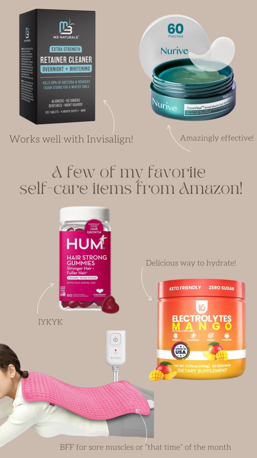 A few of my favorite self-care products from Amazon! 

#selfcare #eyepatches #stronghair #healthyhair 

#LTKOver40 #LTKxPrimeDay #LTKBeauty