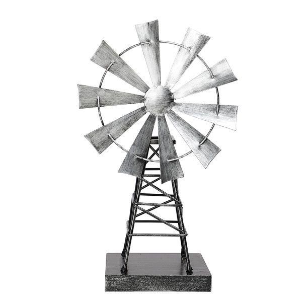 Way to Celebrate Harvest Metal Galvanized Windmill Tabletop Decoration, 6.9"W x 4.3"L x 12"H | Walmart (US)