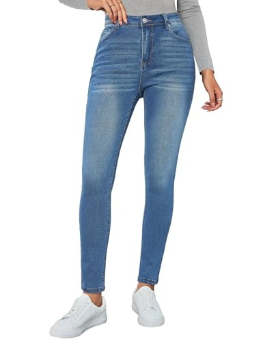 Vetinee High Waisted Skinny Jeans for Women - High Rise Blue Jeggings, Work Pants, Cute Fall Outfits, Denim Outfit - Nightfall Blue Medium Fits Size 8/10 | Amazon (US)
