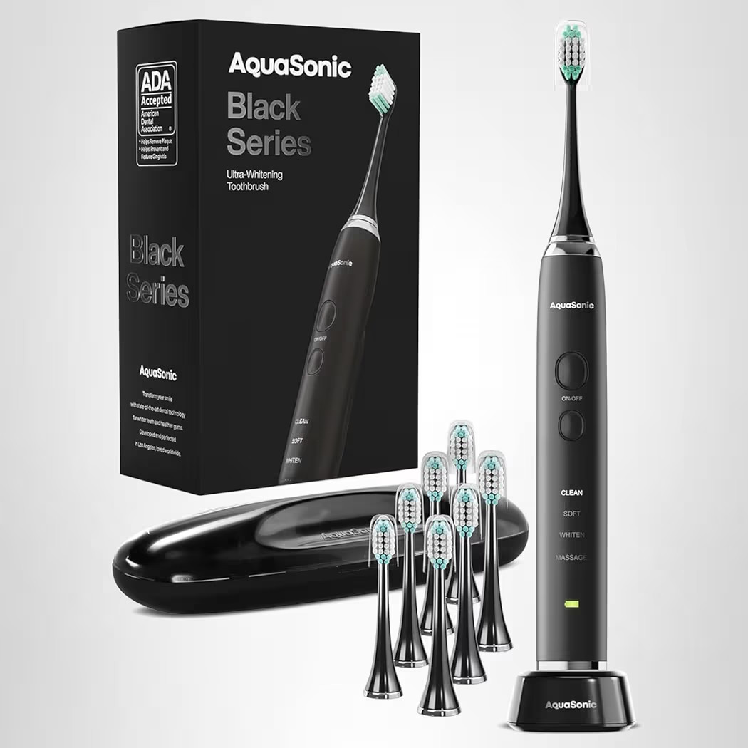 Aquasonic Black Series Ultra Whitening Toothbrush – ADA Accepted Electric Toothbrush- 8 Brush H... | Amazon (US)