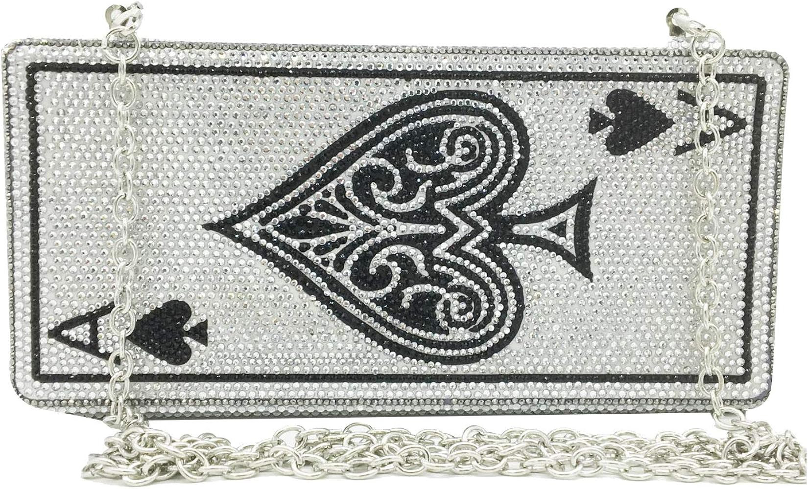 Novelty Poker Card Queen Evening Bags and Clutches for Women Crystal Clutch Bag Rhinestone Handba... | Amazon (US)