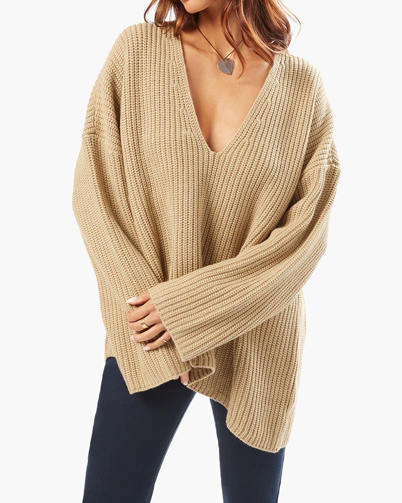 Oversized V-Neck Chunky Sweater | We Wore What