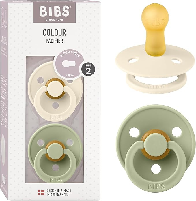 Bibs Colour Pacifier 2-Pack | BPA Free Soother, Round Nipple. Natural Rubber Latex, | Amazon (US)