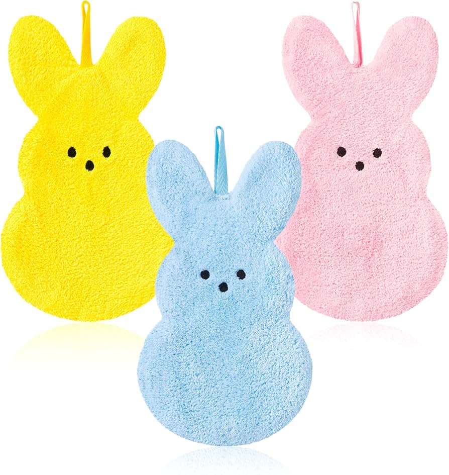 R HORSE 3Pcs Easter Kitchen Towel, Cartoon Rabbit Soft Thick Dish Cloth, Bunny Hand Towel for Bat... | Amazon (US)