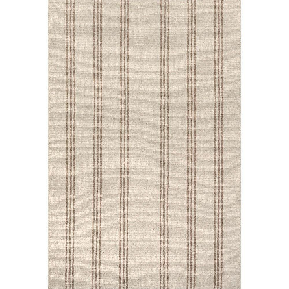Hawthorn Striped Wool Ivory 5 ft. x 8 ft. Indoor/Outdoor Patio Rug | The Home Depot