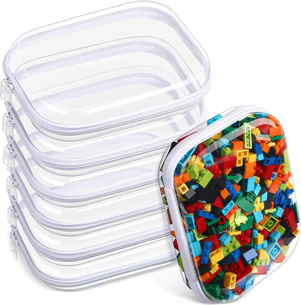 Sanwuta 6 Pcs Clear Hard Zipper Case Hard Plastic Zipper Pouches Makeup Bag Transparent Cases for... | Amazon (US)