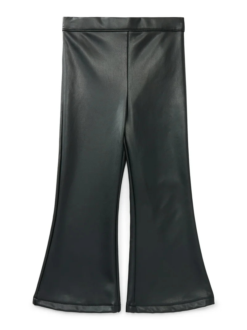 Wonder Nation Toddler Girls Faux Leather Pull On Flare Pants, Sizes 12M-5T | Walmart (US)