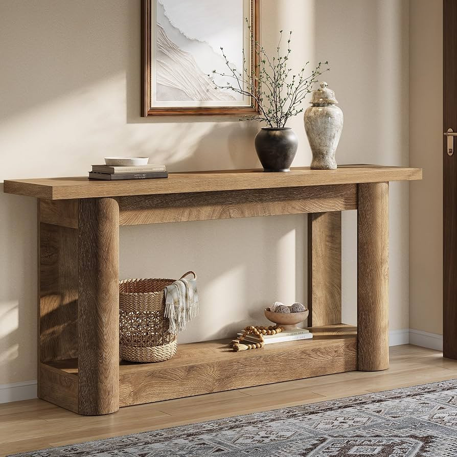 Tribesigns 63-Inch Farmhouse Console Table, 2-Tier Storage Sofa Table Behind The Couch, Narrow Lo... | Amazon (US)