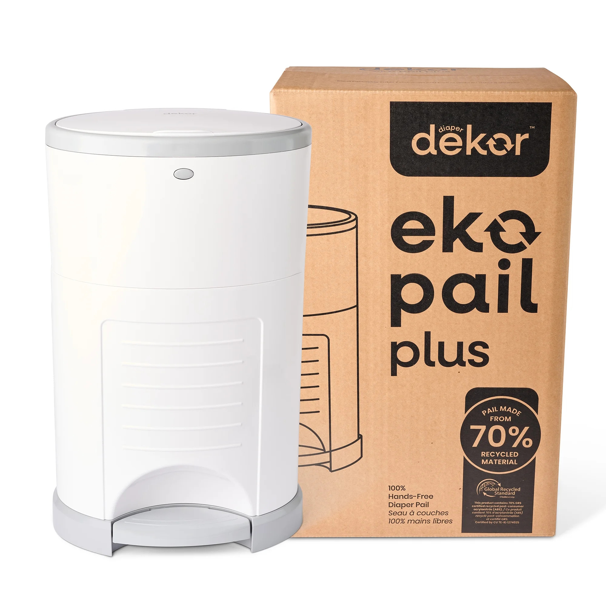 Dekor Eko Plus Diaper Pail Made with 70% Recycled Materials, Hands-Free: Step–Drop–Done | Cos... | Walmart (US)