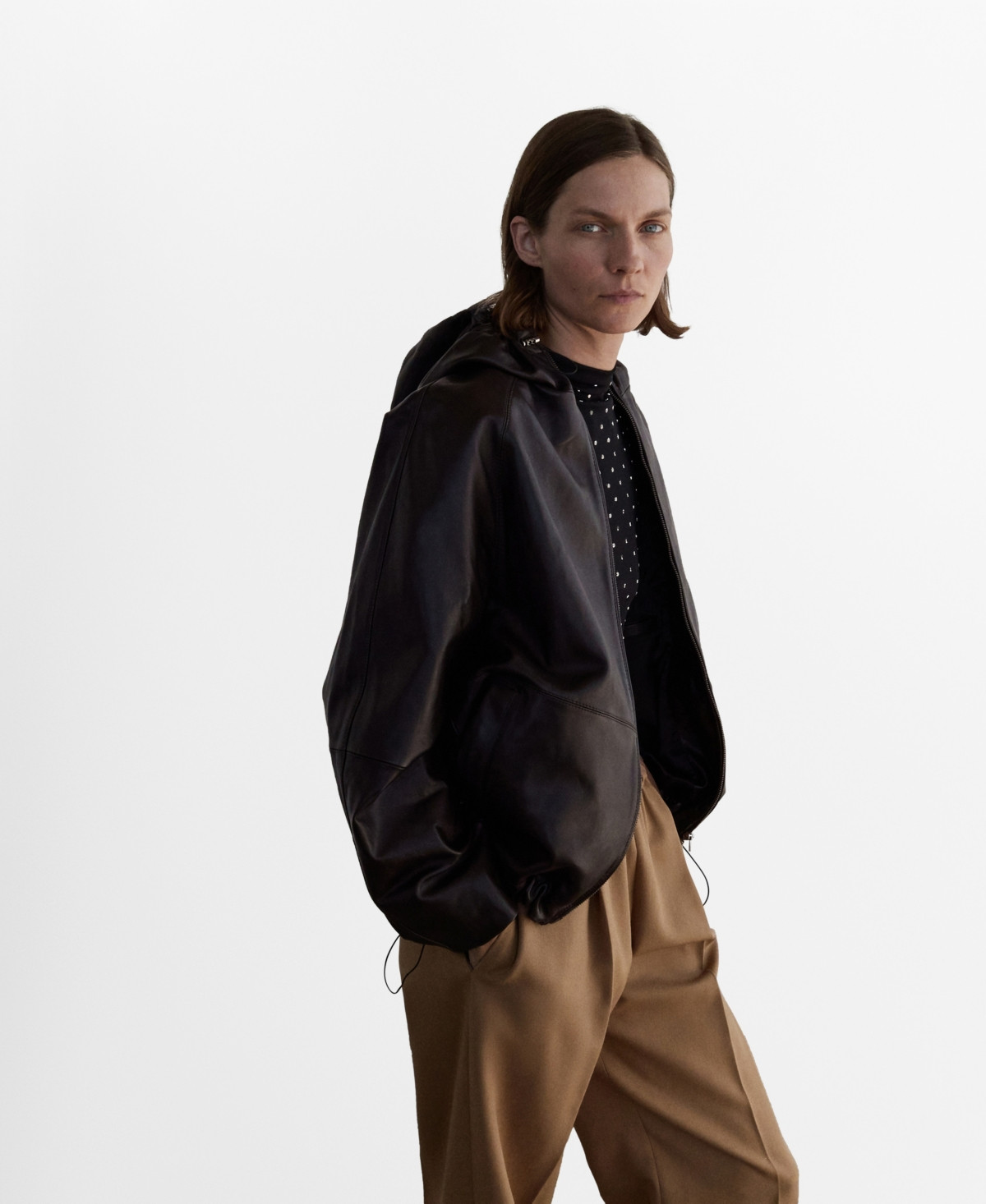 Mango Women's Leather Hood Jacket - Brown | Macy's