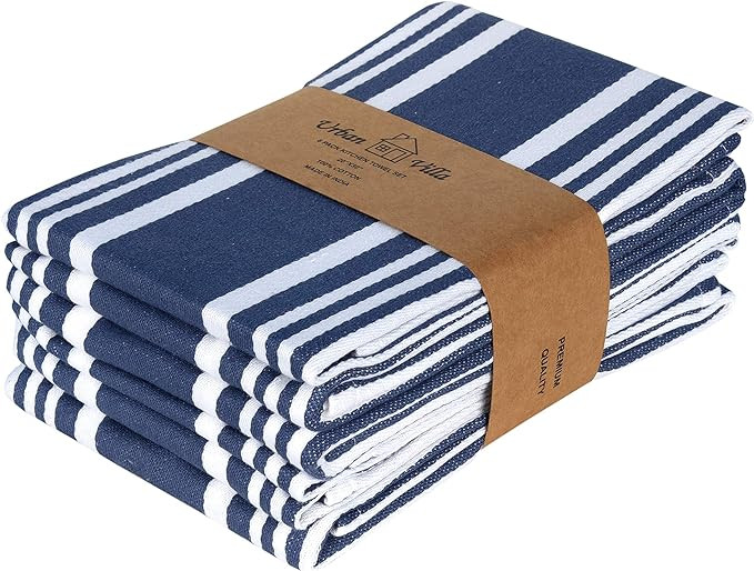 Urban Villa Kitchen Towels Indigo Blue/White Set of 6 Dish Towels for Kitchen Highly Absorbent 10... | Amazon (US)