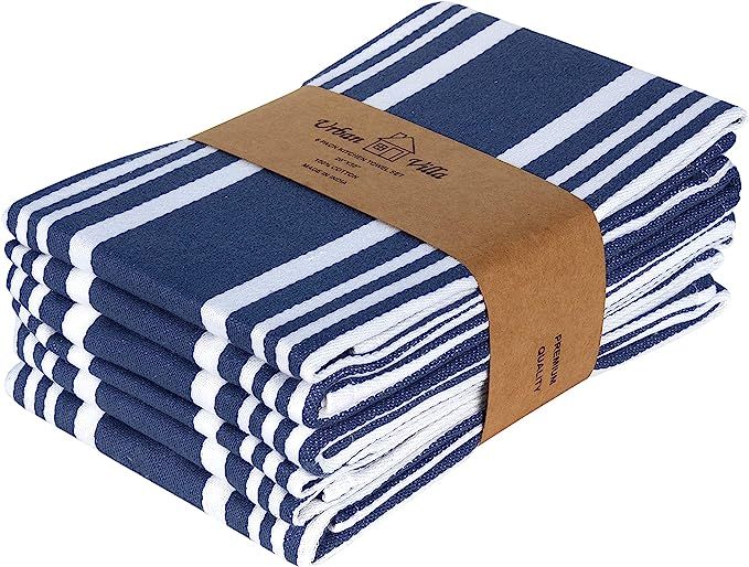 Urban Villa Kitchen Towels Indigo Blue/White Set of 6 Dish Towels for Kitchen Highly Absorbent 10... | Amazon (US)