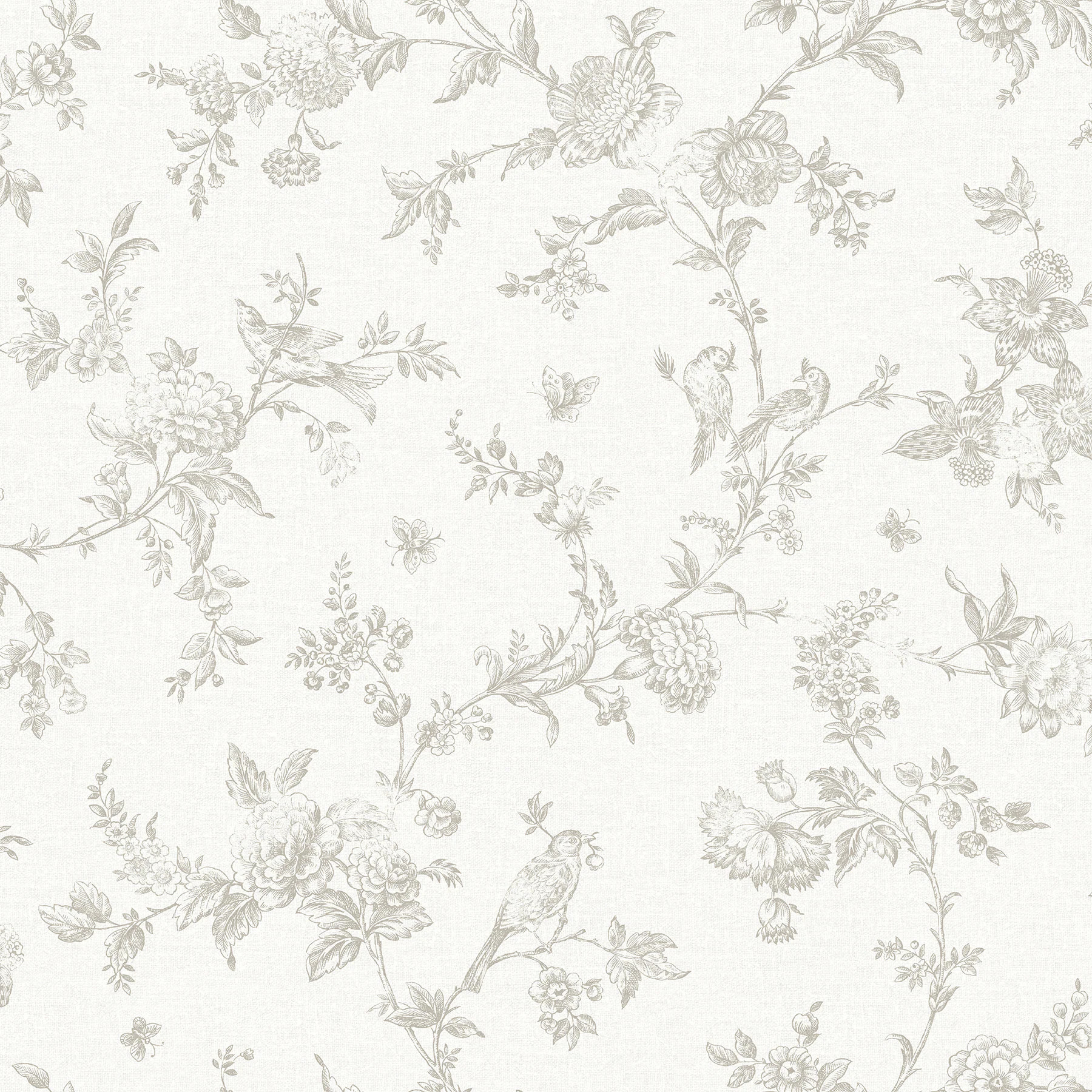 Chesapeake Nightingale Taupe Floral Trail Wallpaper in Gray | 4072-70063 | Lowe's