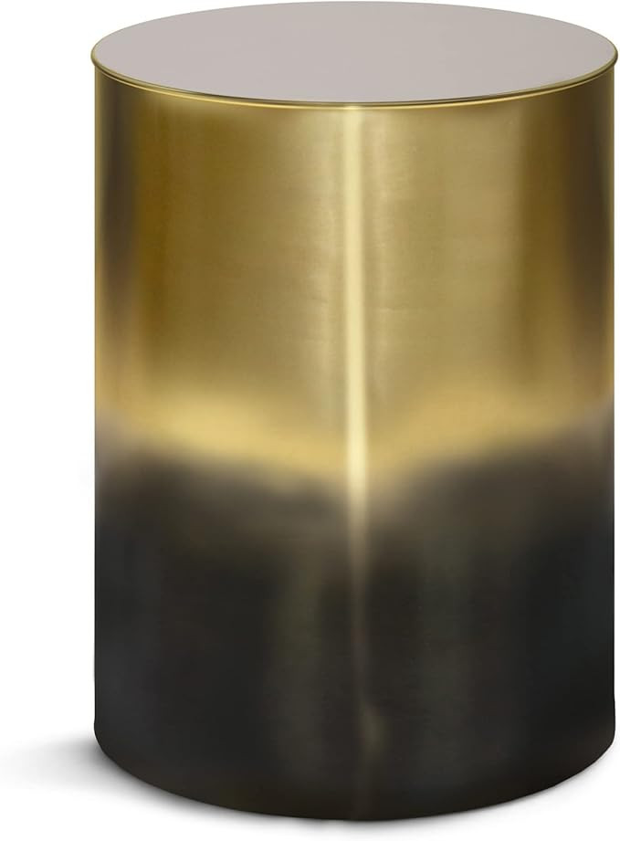 SIMPLIHOME Curtis Industrial 16 inch Wide Metal Cylinder Accent Table in Ombre Black/ Gold, Fully... | Amazon (US)
