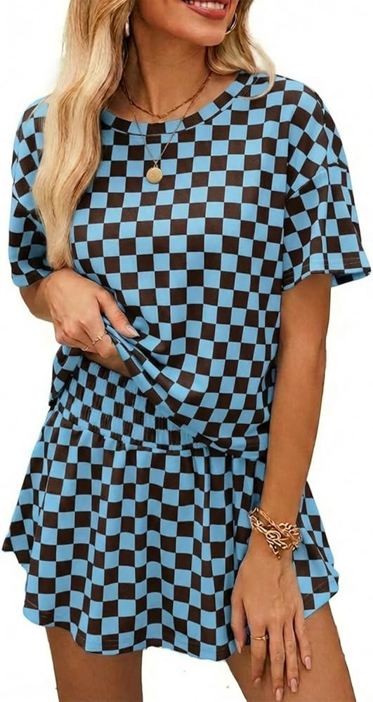 Womens Summer 2 Piece Outfits Casual Short Sleeve T Shirt and High Waist Skort Skirt Matching Lou... | Amazon (US)