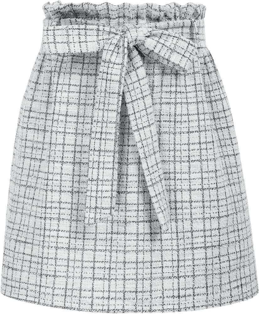 KANCY KOLE Women's Casual High Waist A Line Skirt Paper Bag Elastic Waist Short Skirt with Pockets S | Amazon (US)