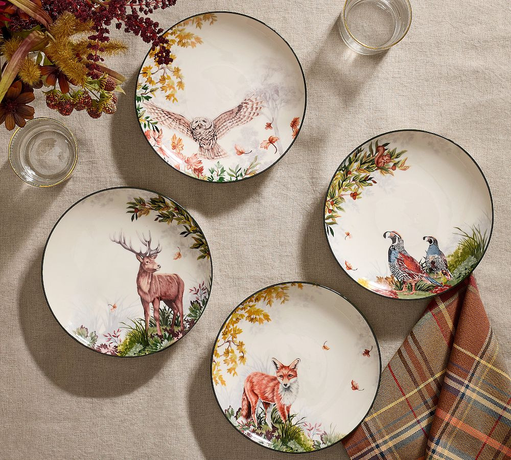 Fantastical Forest Stoneware Salad Plates - Mixed Set of 4 | Pottery Barn CA