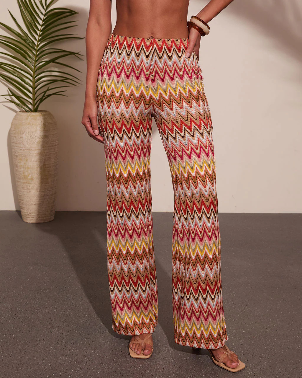 Paradise Ease Chevron Print Flare Leg Pants | VICI