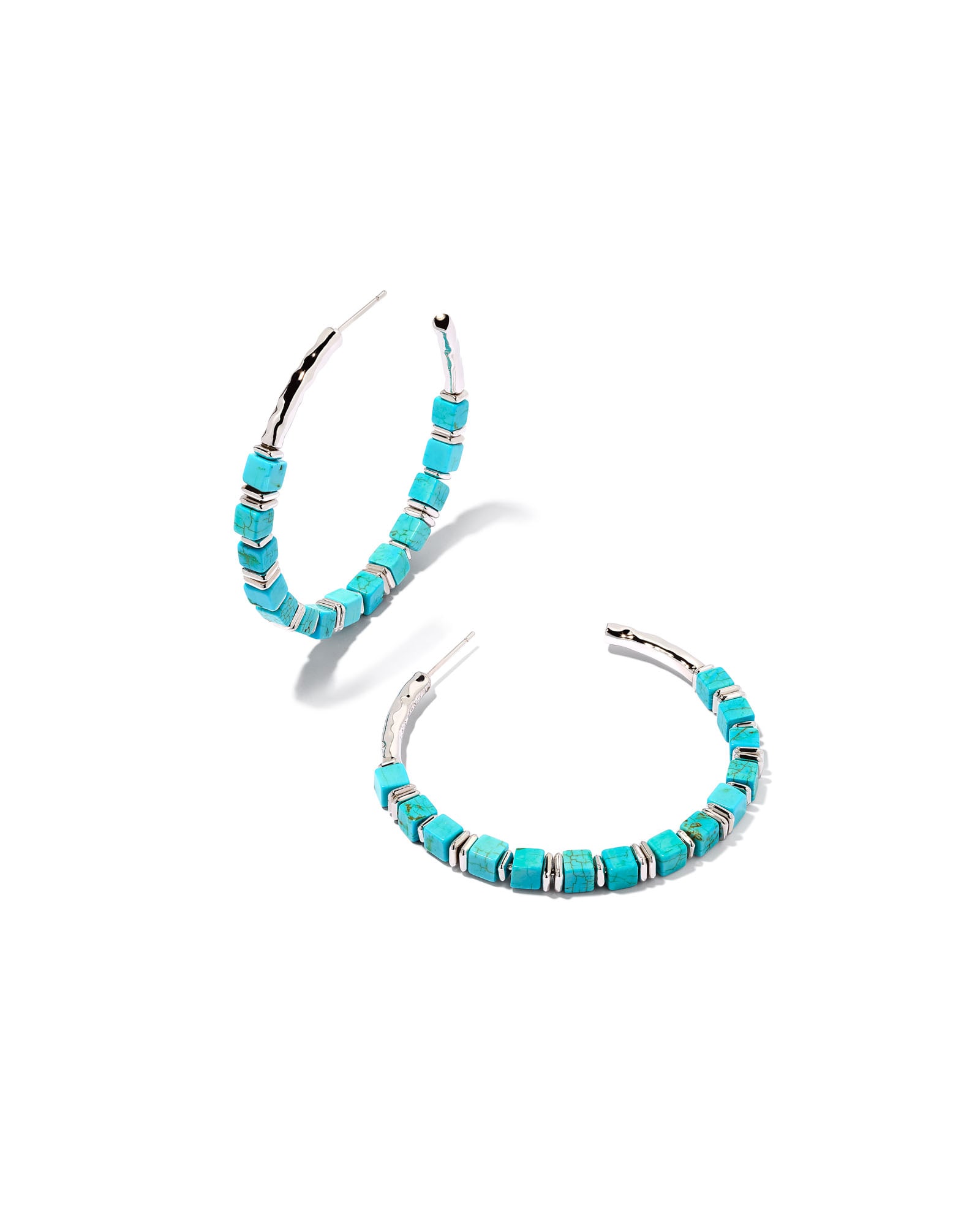 Ember Silver Hoop Earrings in Variegated Turquoise Magnesite | Kendra Scott