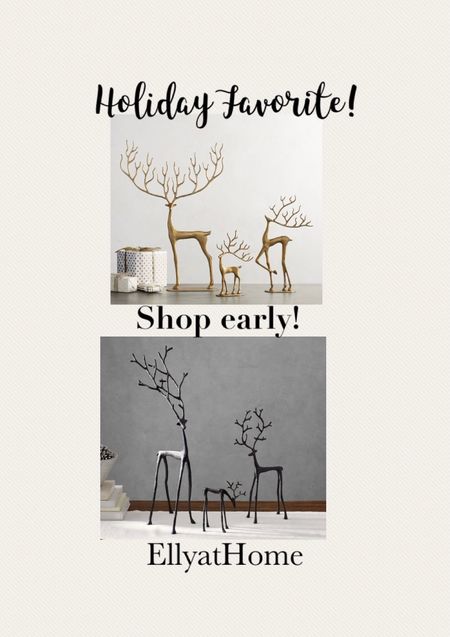 Back in stock! Shop early for best selling brass and black/bronze reindeer from last Christmas, holiday season!  I loved styling the brass ones around my home! From Pottery Barn. 
Christmas styling, holiday decorating. 

#LTKhome #LTKSeasonal #LTKunder50