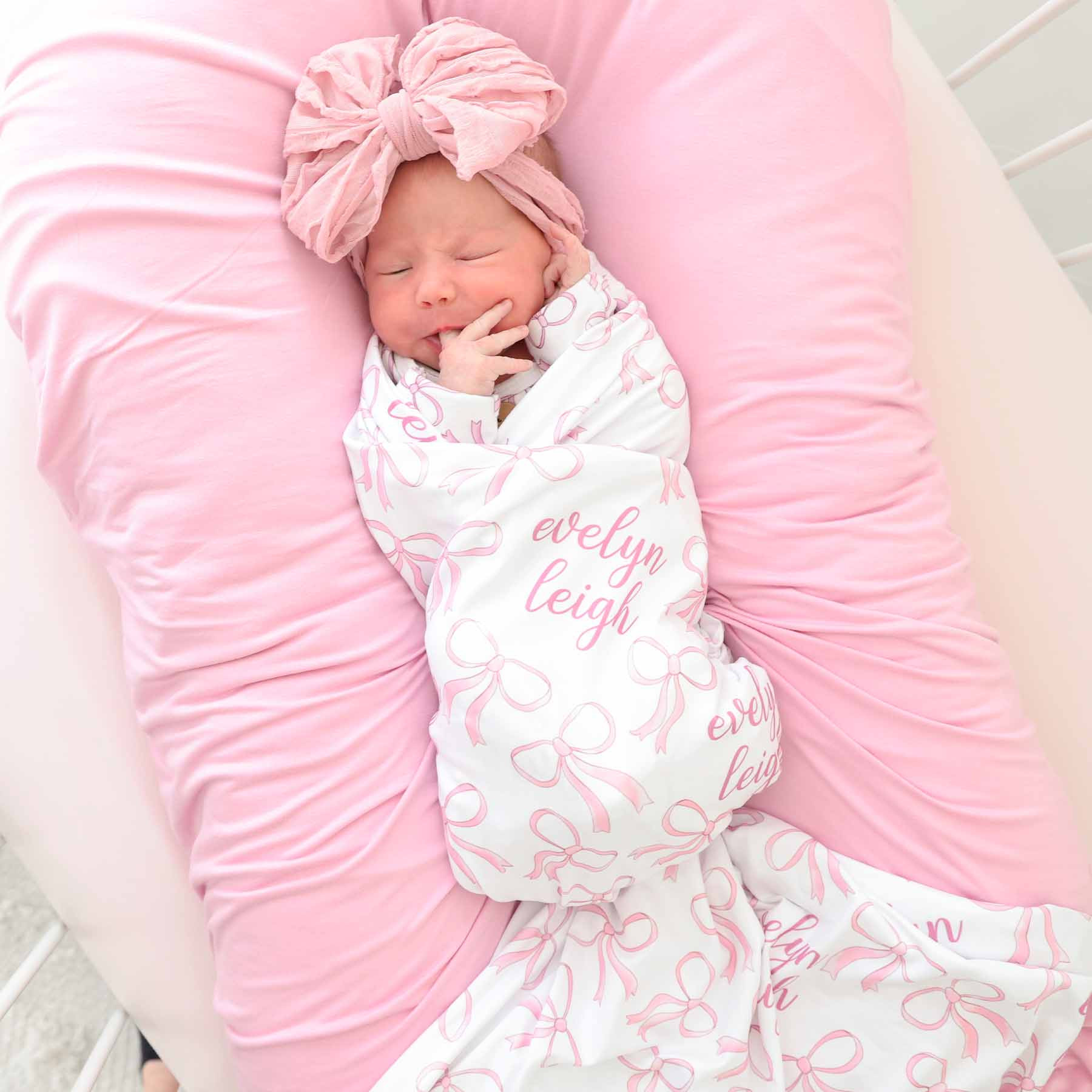 Blushing Bows Personalized Swaddle Blanket | Caden Lane