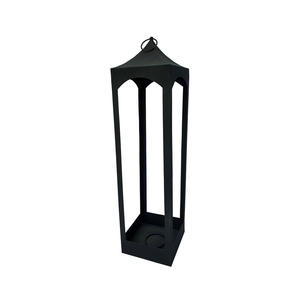 46"H Metal Floor Lantern, Black - 11.75Wx11.75Lx46.5H (11.75Wx11.75Lx46.5H) | Bed Bath & Beyond