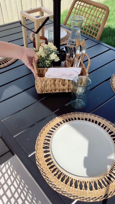 Outdoor dining table decor idea! So excited we can finally decorate a patio space!! All of this is from Amazon and target! // patio decor, patio dining table, outdoor dining decor, outdoor tablescape, outdoor table decor

#LTKSeasonal #LTKSaleAlert #LTKHome