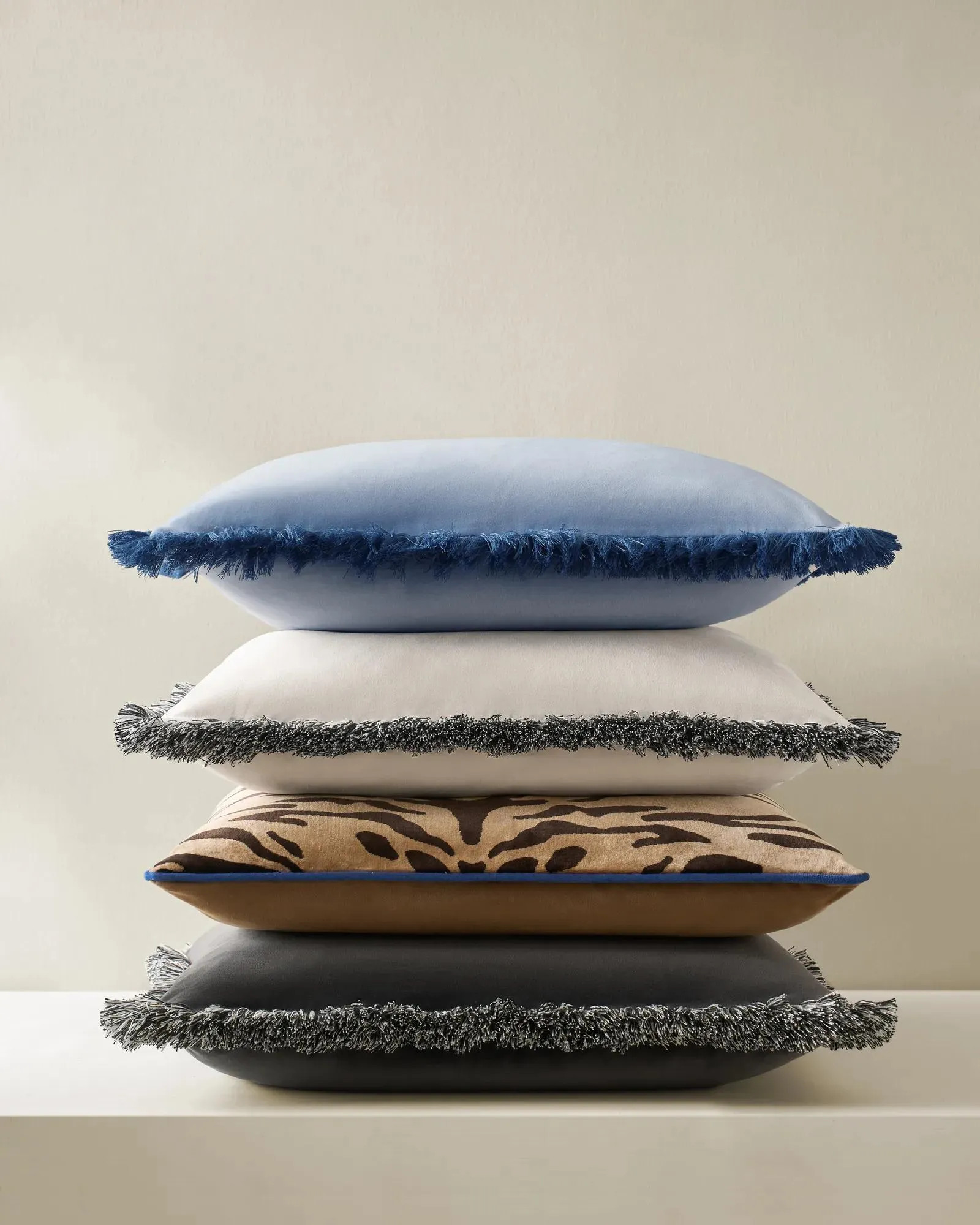 Freja Velvet Fringe Pillow 22" - Airy Blue | Z Gallerie