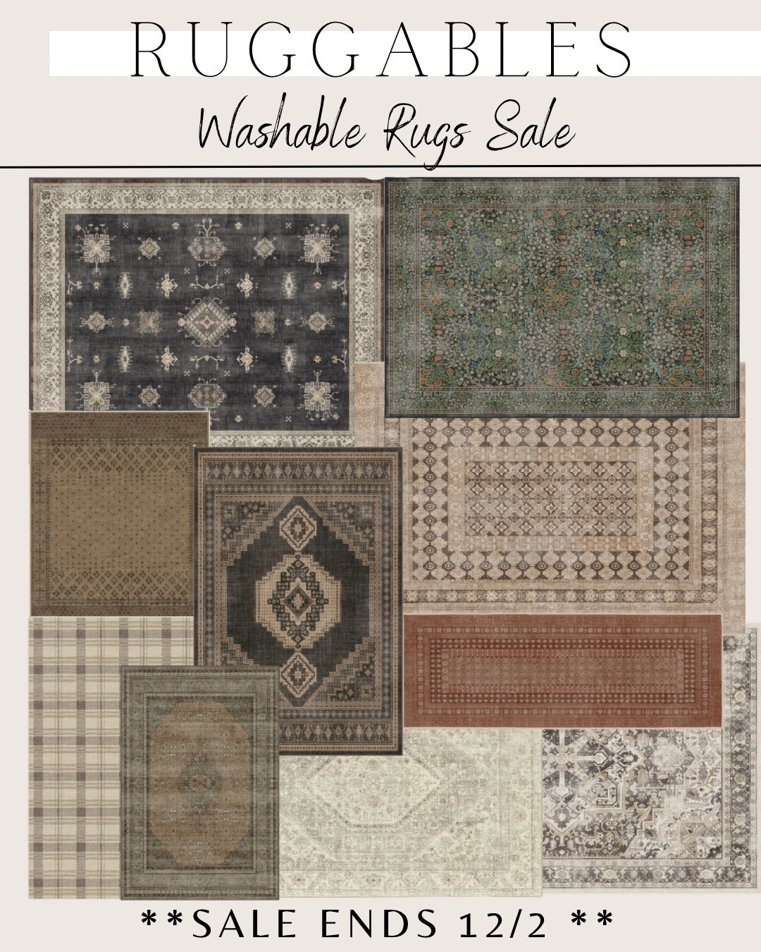 📣SALE ENDS TODAY (12/2/25)!!!📣

If you are looking for not only quality, but comfort, style, and washable. These Rugs are PERFECT!!! The CYBER SALE🤩 is the perfect time to purchase one of these amazing rugs. You don’t want to miss this!!!📣

I absolutely love 💕 the prints and durability of these washable rugs, I can run them through the wash multiple times without them fraying, fading, or pilling. Plus always stain resistant! 🙌🏼

The color options bring such a richness to your home, 🏠 living, dining, kitchen or bedroom space. 

Let’s start the holiday season off with refreshing our homes with these perfect accent rugs that are sure to make a statement! 

🏷️Sale prices reflected on website! 

Tagging a few of my favorite look for less! 🤍

#LTKSaleAlert #LTKU #LTKHome
