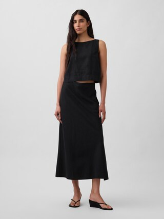 Linen-Blend Maxi Slip Skirt | Gap (US)