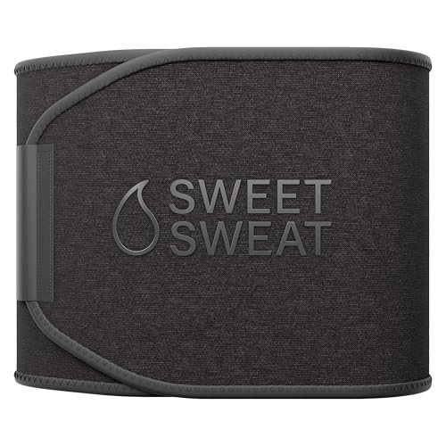 Sports Research Sweet Sweat Waist Trimmer for Women and Men - Sweat Band Waist Trainer Belt for High Intensity Training and Gym Workouts, 5 Adjustable Sizes Matte Black | Amazon (US)