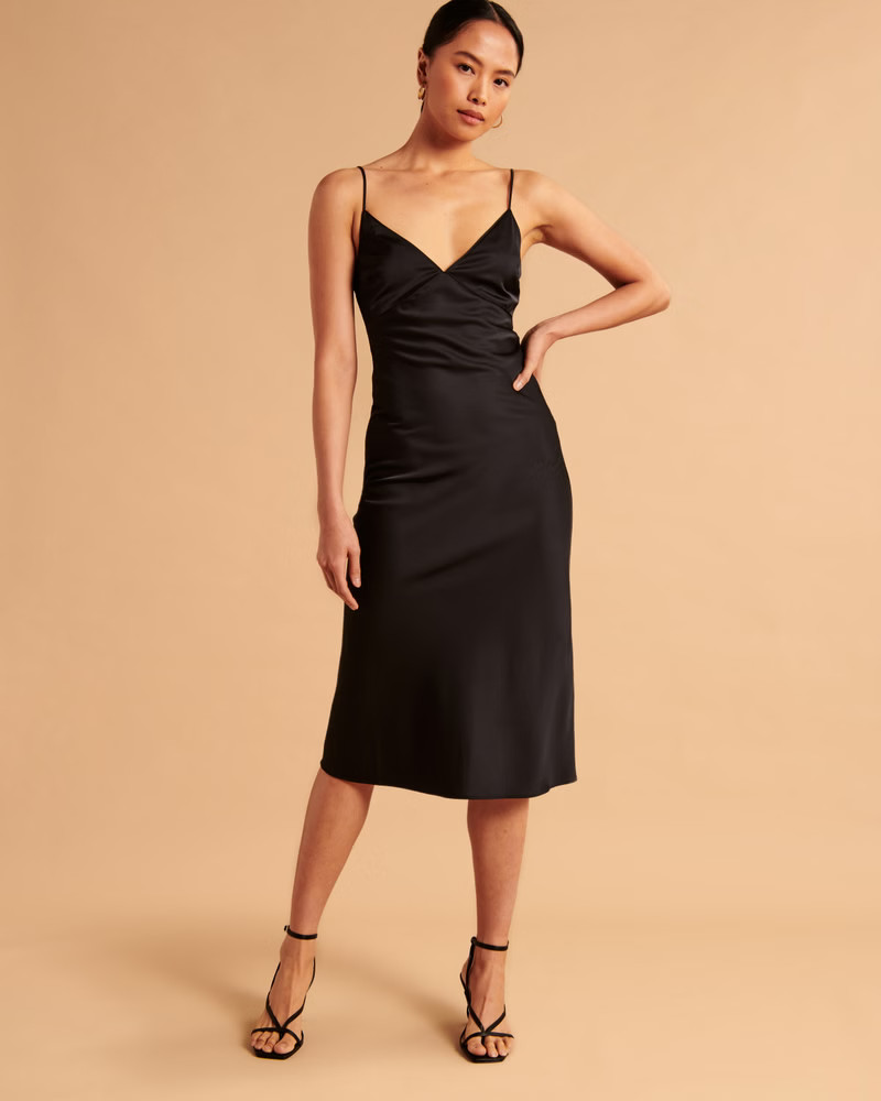 Women's Satin Slip Midi Dress | Women's Dresses & Jumpsuits | Abercrombie.com | Abercrombie & Fitch (US)