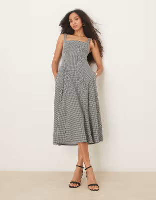 Abercrombie & Fitch flowy midi dress in black gingham | ASOS | ASOS (Global)