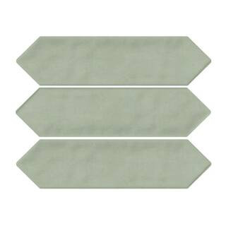 Glossy Ceramic Picket Hexagon Subway 3 in. x 12 in. x 10 mm Wall Tile Case- Sage (20-Tile Pieces/5 sq. ft.) | The Home Depot