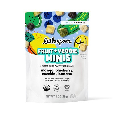 Little Spoon Organic Mango, Blueberry, Zucchini, Banana Fruit + Veggie Minis Freeze Dried Toddler Snack- 1oz | Target