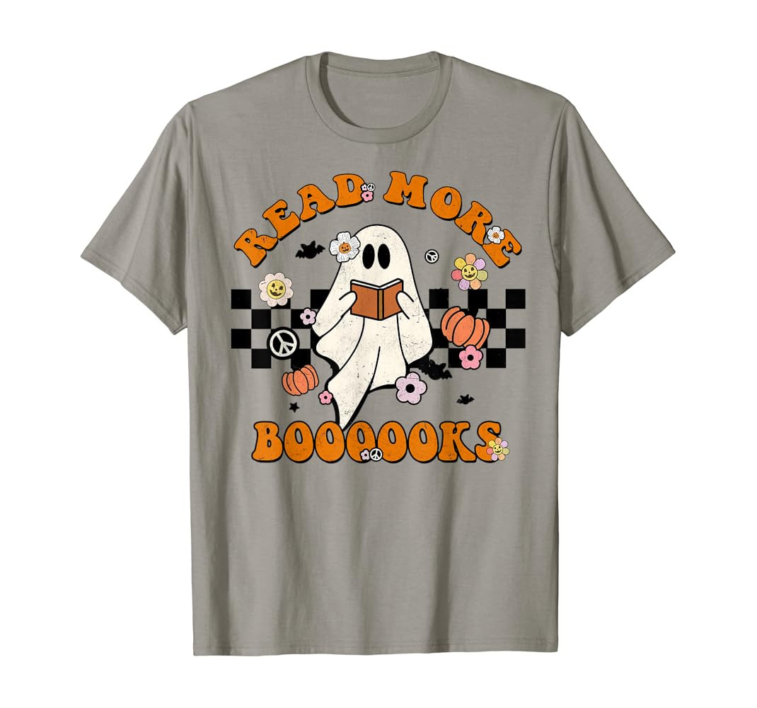 Groovy Halloween Read More Books Cute Boo read a book T-Shirt | Amazon (US)