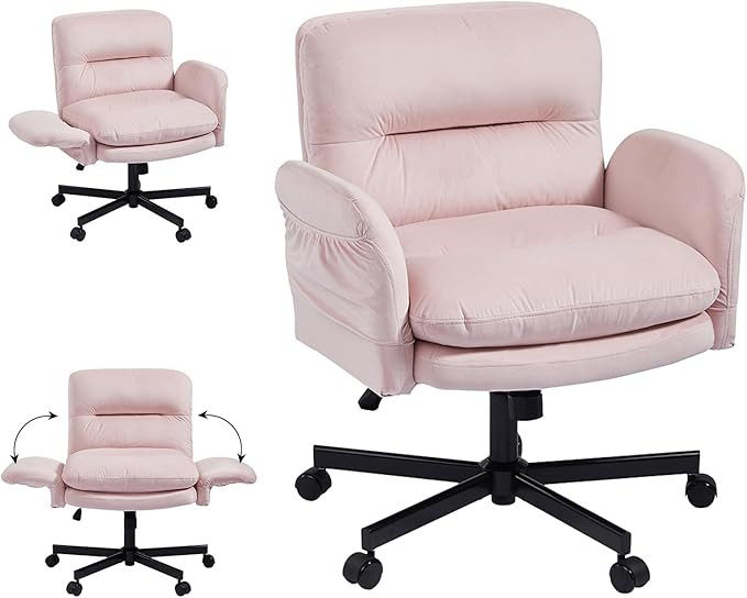 Bestier Criss Cross Chair with Flip-Up Armrests, Swivel Makeup Vanity Chair with Wheels & Side Po... | Amazon (US)