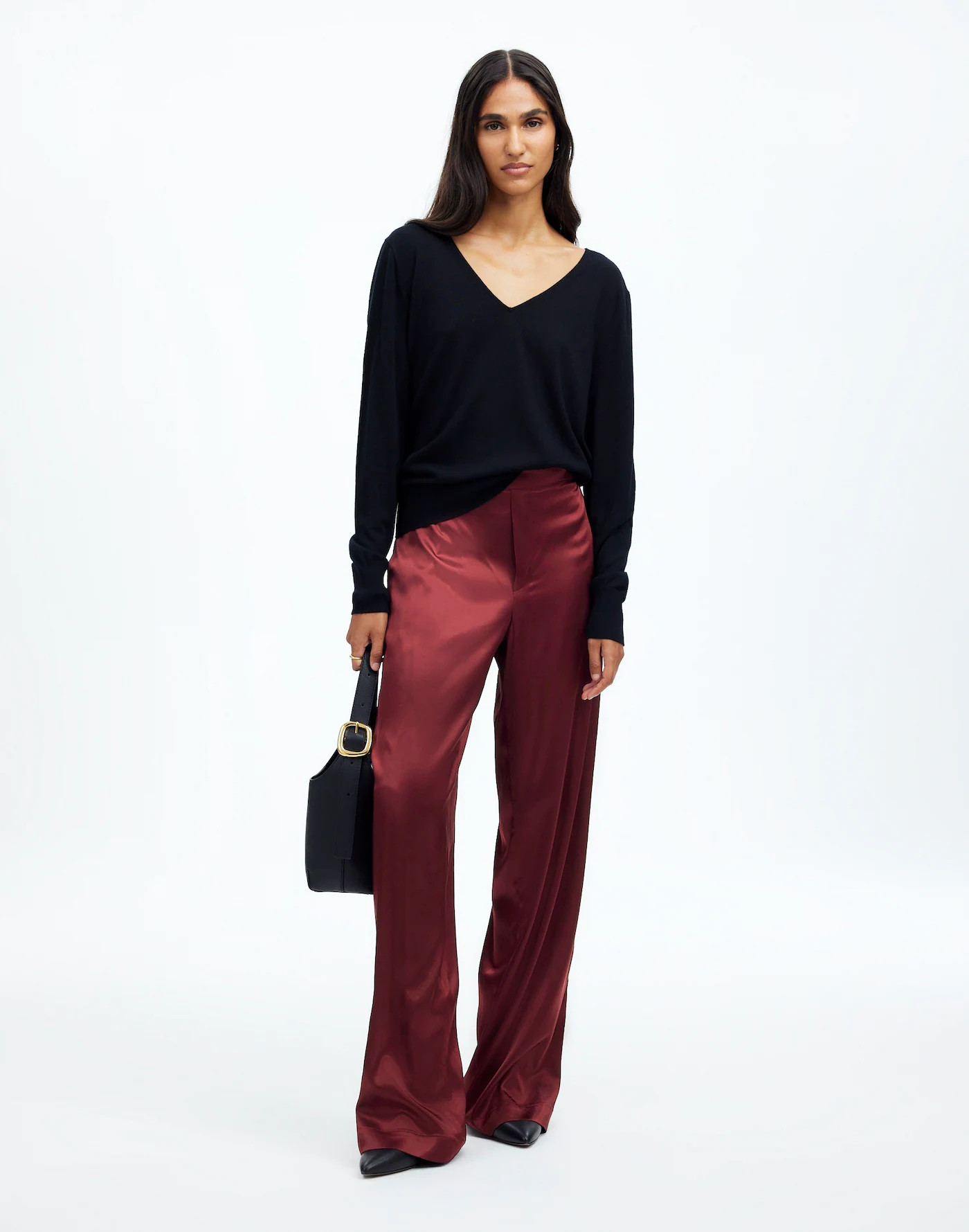 Pull-On Straight Pants in Stretch Satin | Madewell | Madewell