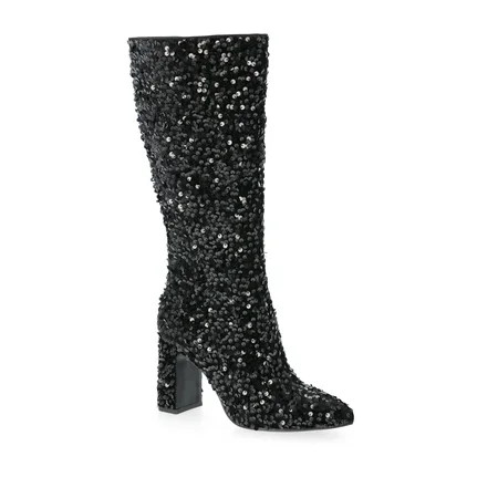 Madden NYC Women s Tall Glitter Block Heel Boots | Walmart (US)