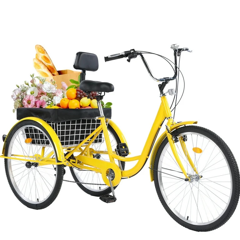 Jacgood Adult Tricycle 24" Wheels 7-Speed Trike 3 Wheels Trike with Basket and Adjustable Paddle ... | Walmart (US)