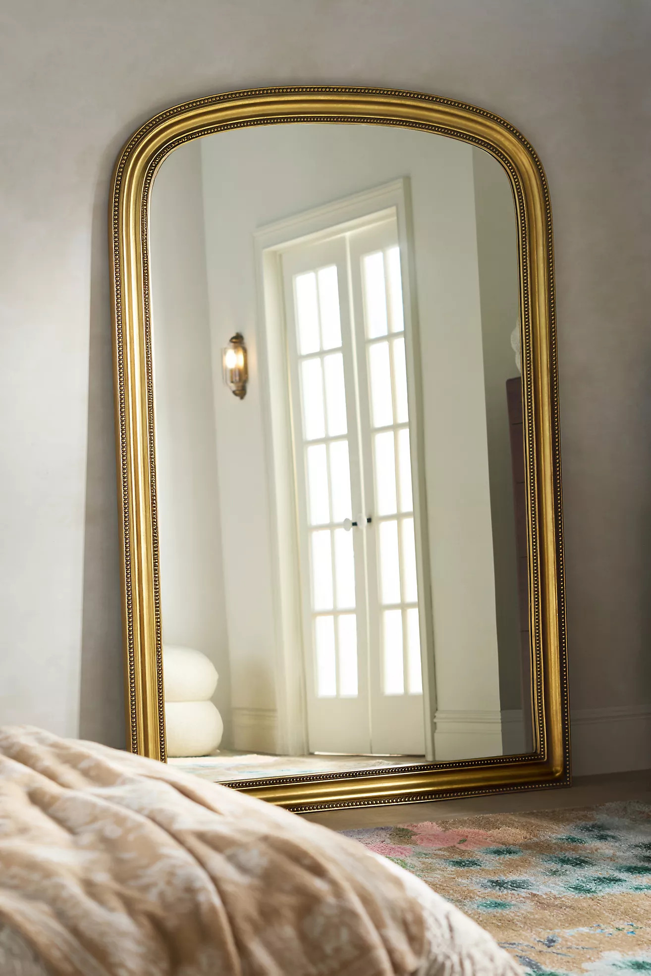 The Gleaming Louie Beaded Arched Floor Mirror | Anthropologie (US)
