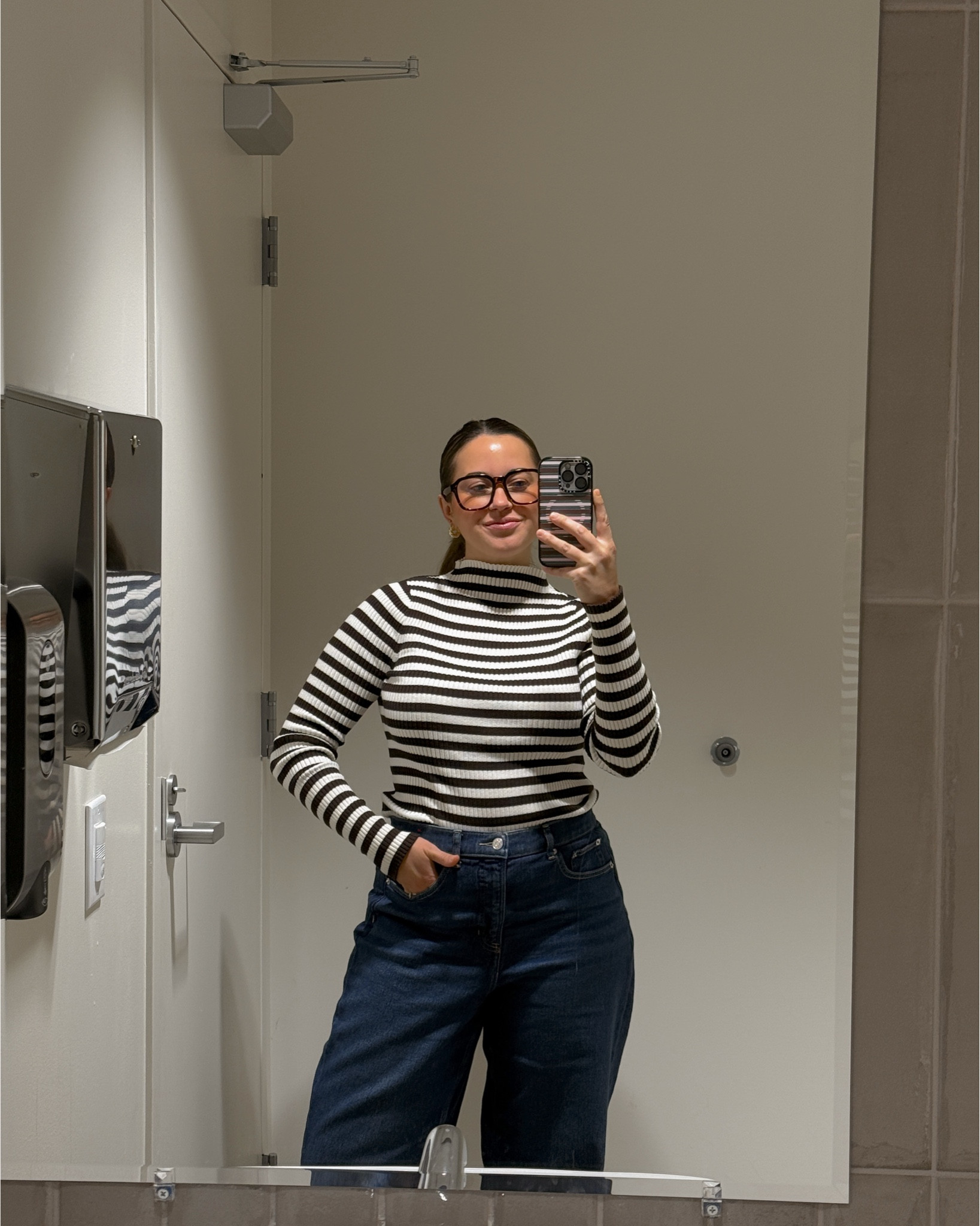 Office OOTD— casual fall outfit for this chilly day ! 
Top is from Maxwell, linking similar style! 
Jeans are my favs from Spanx, tts! 

#LTKFindsUnder50 #LTKSaleAlert #LTKSeasonal