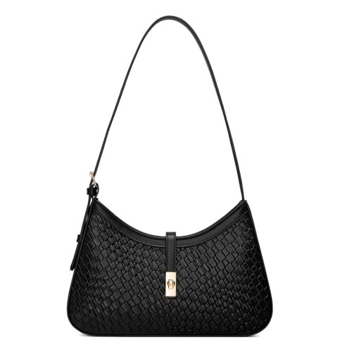 CLUCI Shoulder Bag for Women, Purses for Women, Handbag Hobo Bags Vegan Leather Crossbody Purse with Adjustable Strap Black Woven Texture | Amazon (US)