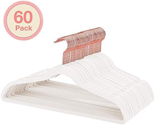 HOUSE DAY White Velvet Hangers Flocked Hangers 60 Pack Ultra Thin Space Saving 360 Degree Swivel ... | Amazon (US)