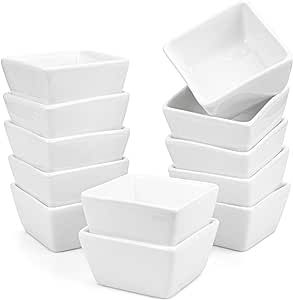 Foraineam 12 Pack 3 Oz Porcelain Dip Bowl Set, White Ramekins Condiments Server Dishes, Dipping S... | Amazon (US)