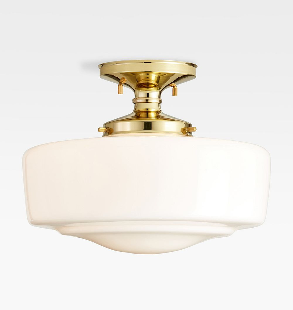 Eastmoreland 4"" Fitter Semi-Flush Fixture, Lacquered Brass Opal Eastmoreland | Rejuvenation