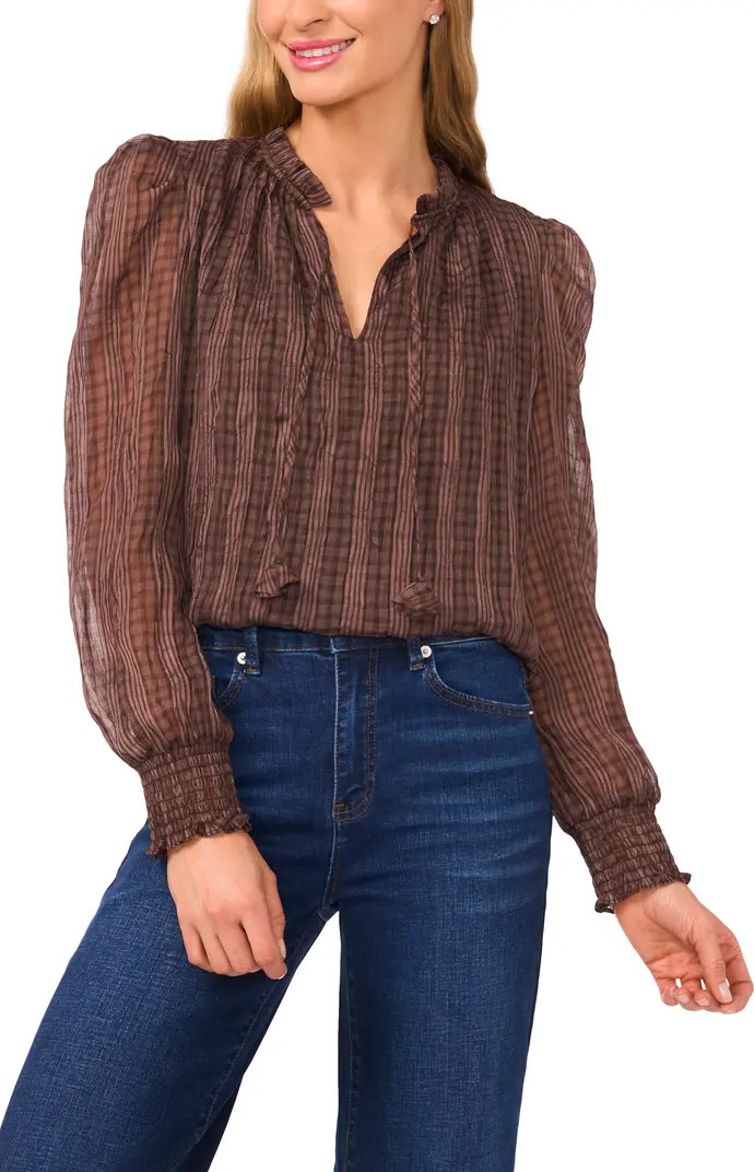 Mixed Print Split Neck Top | Nordstrom