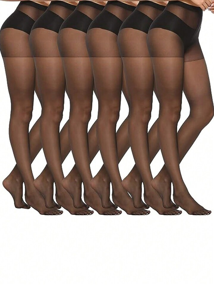 6pairs Women's Solid Color Sheer Sexy Pantyhose Stockings | SHEIN